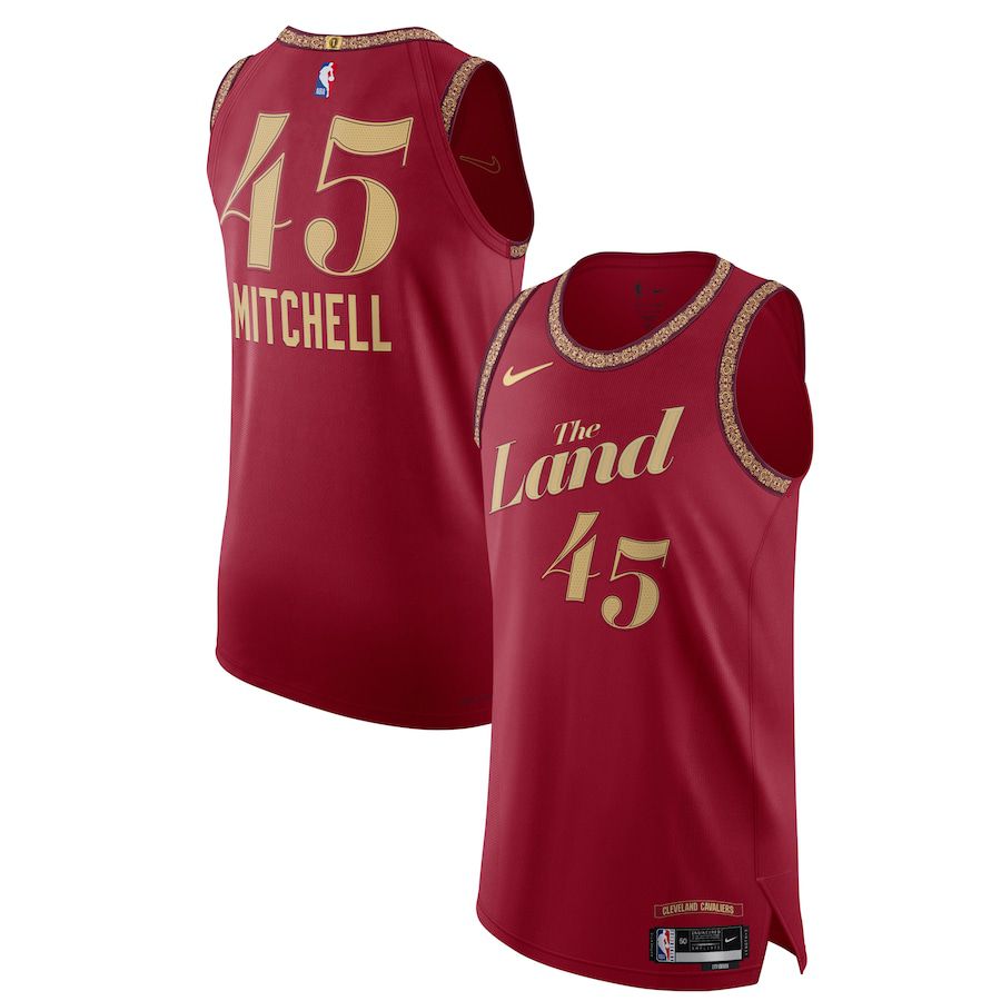 Men Cleveland Cavaliers #45 Donovan Mitchell Nike Wine City Edition 2023-24 Authentic NBA Jersey->cleveland cavaliers->NBA Jersey